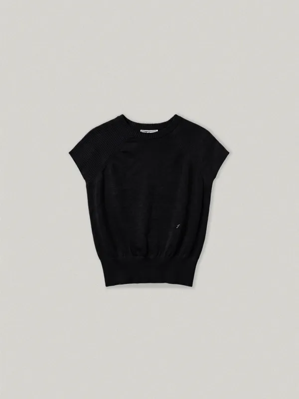 LOWEN ROUND NECK KNIT - BLACK로웬 라운드넥 니트