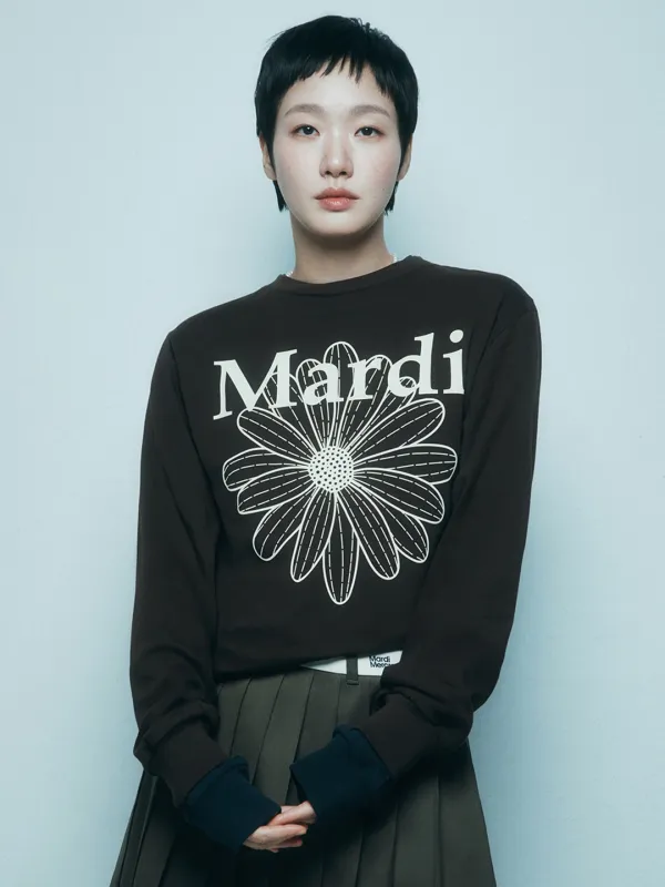 TSHIRT LONG SLEEVE FLOWERMARDI_BROWN CREAM