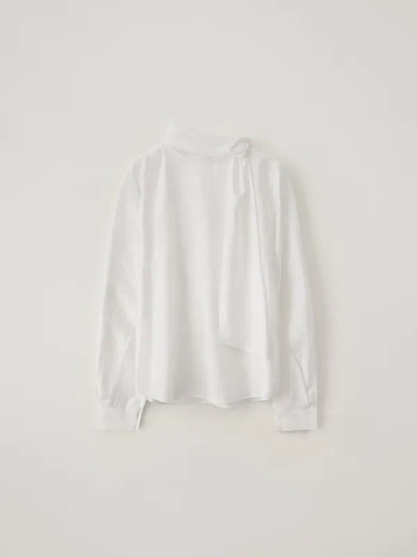 [4th-reorder] Sheer Curve scarf blouse (pure ivory)