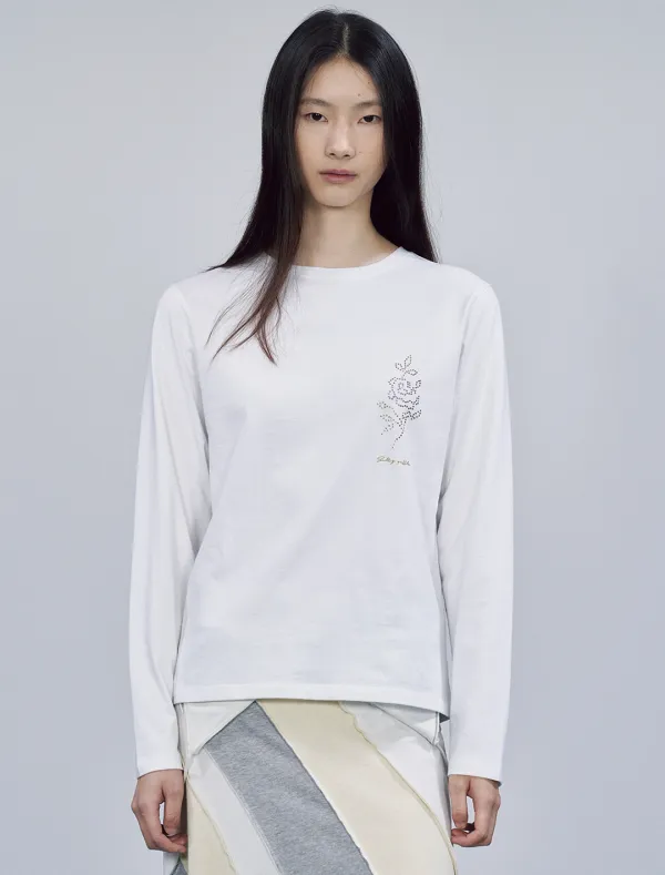 ROSE CRYSTAL T-SHIRT [WHITE]