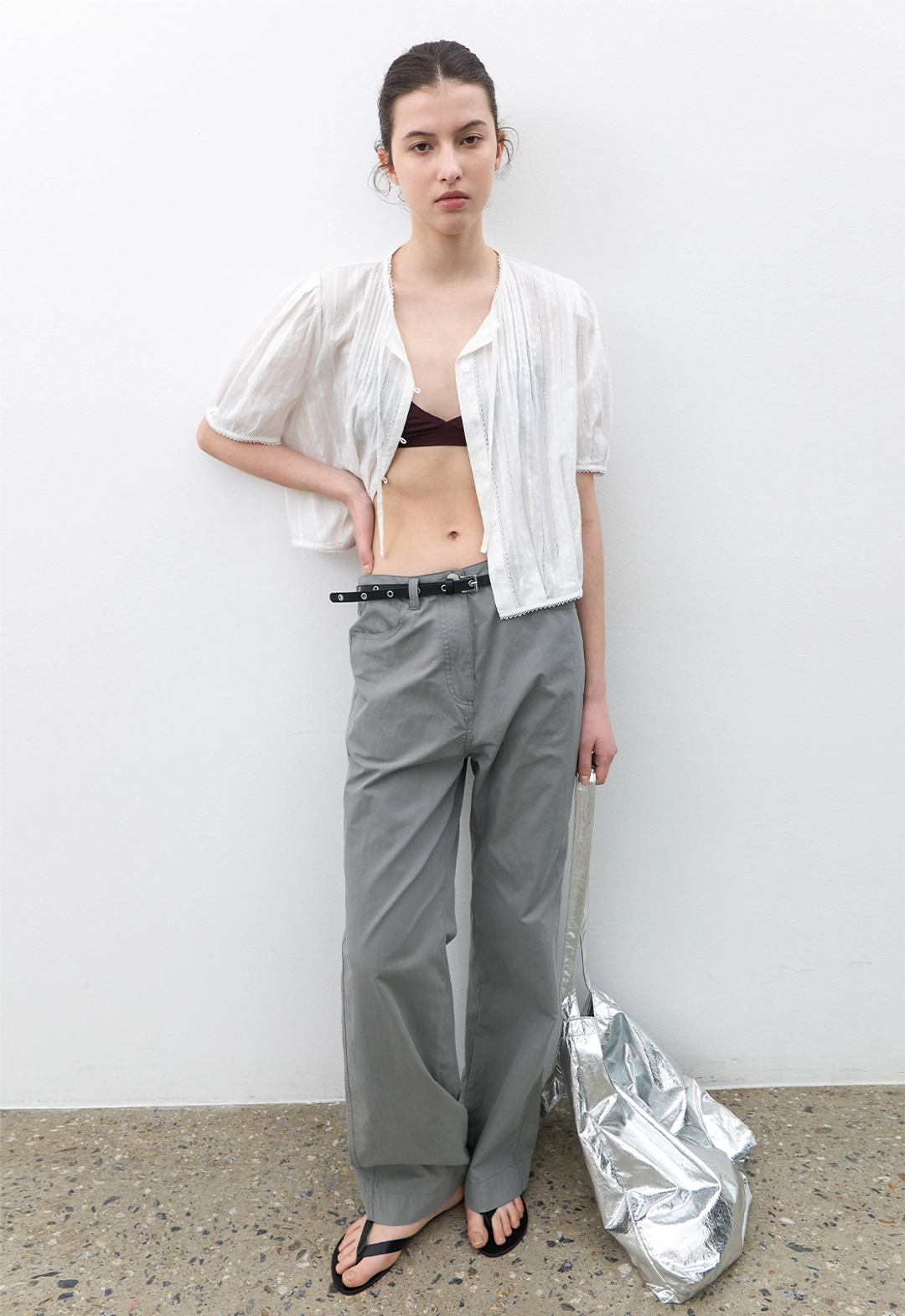 아뜰리에 나인 (PT-5763)LOW WAIST EYELET BELT SET PANTS S 상품 이미지 2