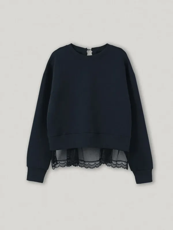 Dafy Back Slit Sweatshirt Navy