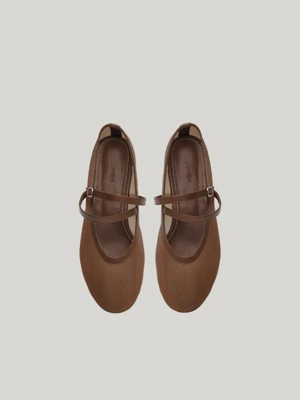 DOUBLE STRAP MESH FLAT (MESH BROWN)