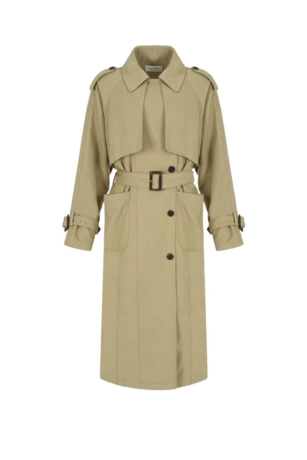 PILLING TRENCH COAT [BEIGE]