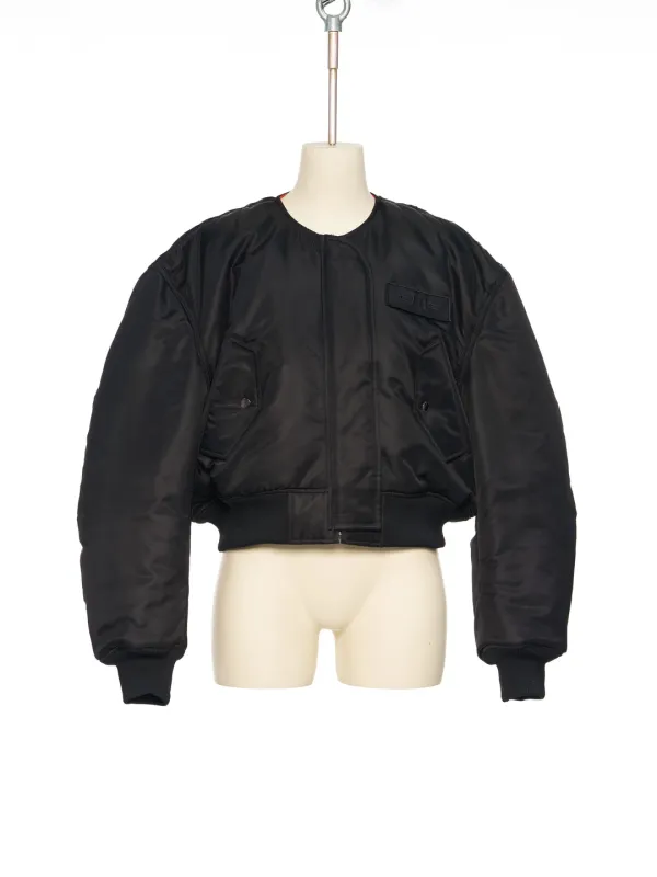 FW25 BLACK LOGO PATCH PADDED BOMBER