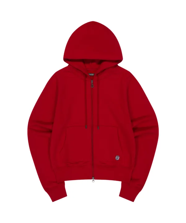 038 COZY HOOD ZIP-UP RED