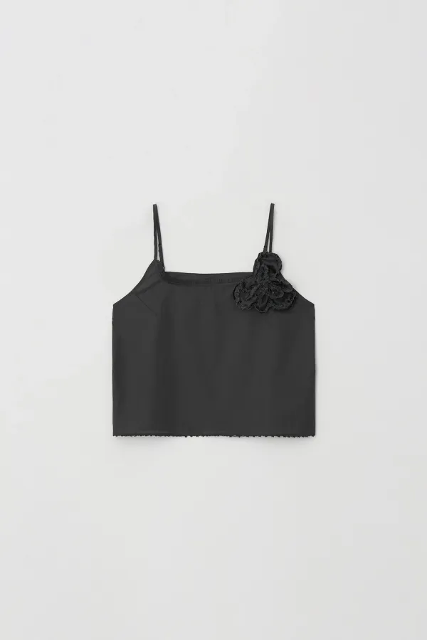 Frilled and Embroidered Blouse (charcoal)
