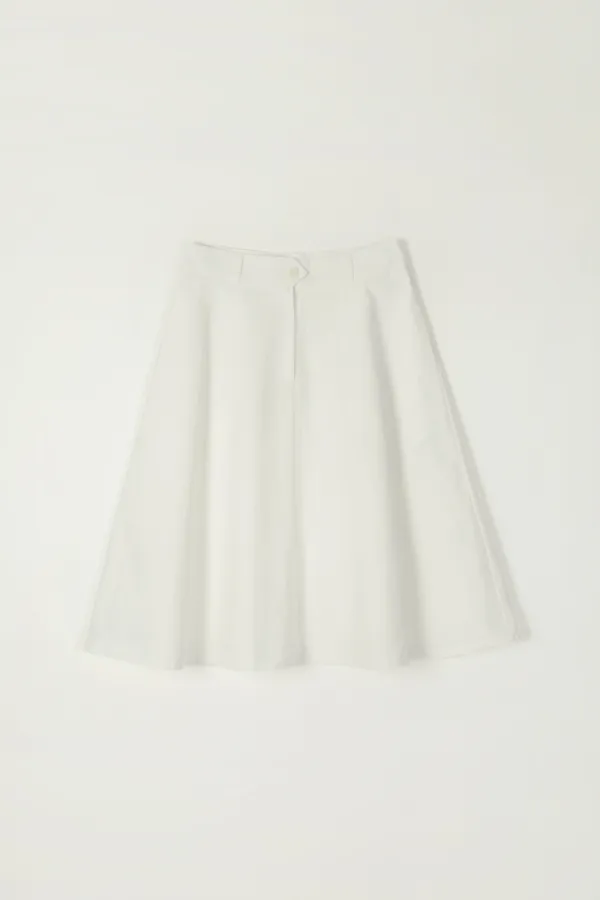 DOLPHIN FLARE HALF SKIRT_IVORY