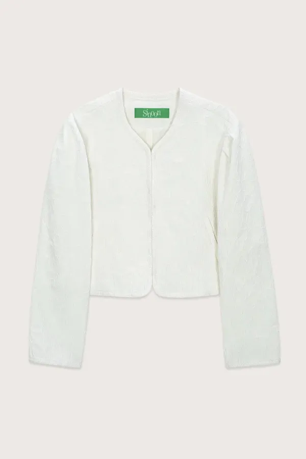 Round Bomber Jacket (White)