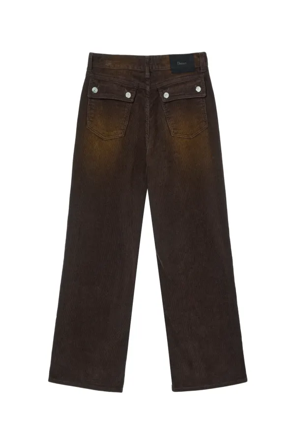STRAIGHT BRUSH CORDUROY PANTS IN DARK BROWN