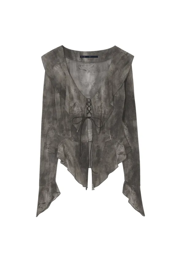 [5TH] RUFFLE BLOUSE, BROWN
