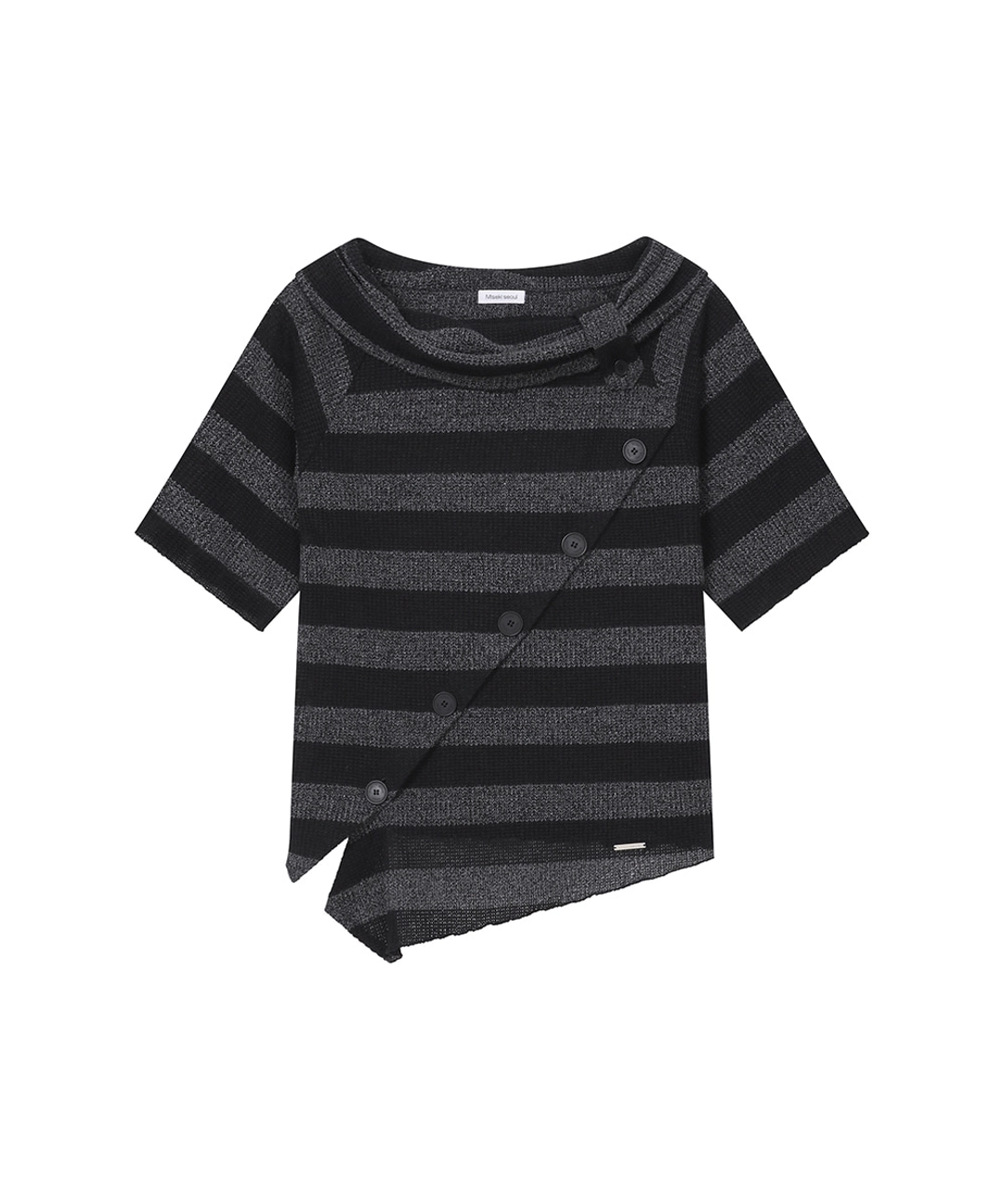 미세키서울 [레이 PICK] Diagonal crochet knit top STRIPE 상품 이미지 1
