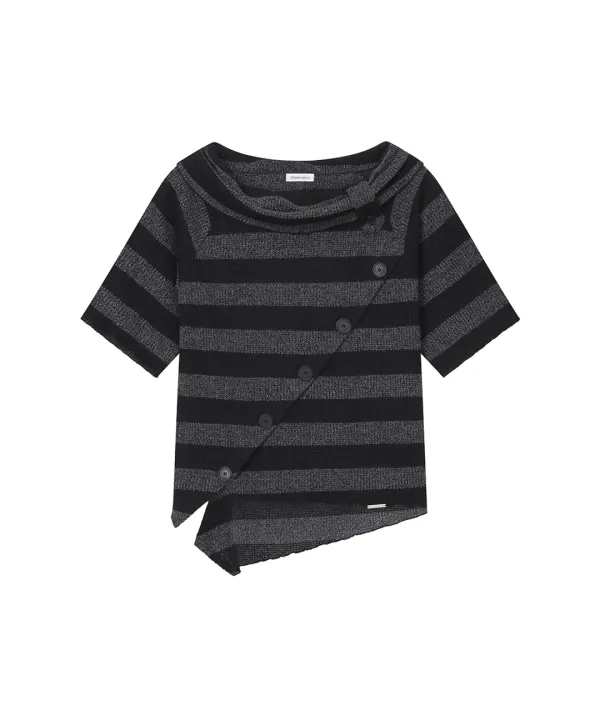 [레이 PICK] Diagonal crochet knit top STRIPE