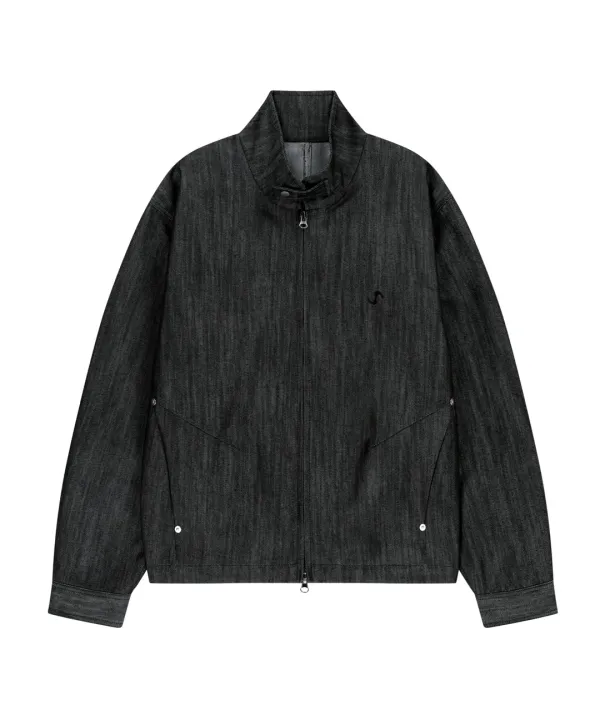 Metal Denim Bomber Jacket / Black