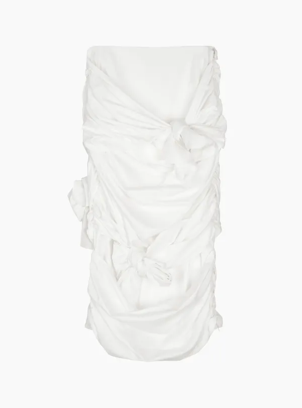 BOW MIDI SKIRT (WHITE)