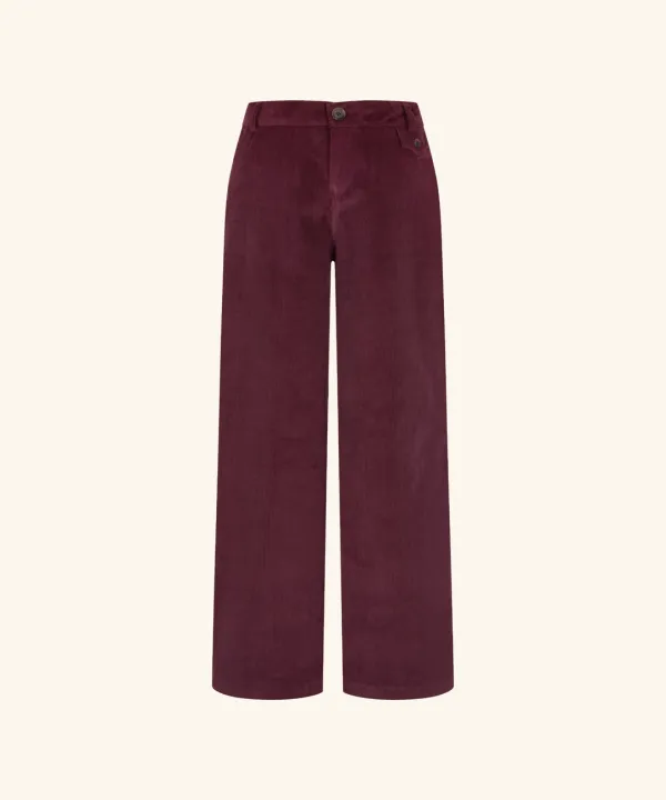 Offset Button Corduroy Pants (Plum)