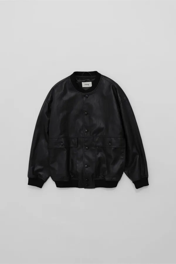 a papa leather jacket (black)