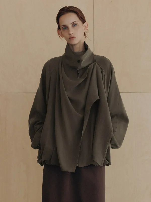 Draped Scarf High-Neck Jumper SW6AM801-93