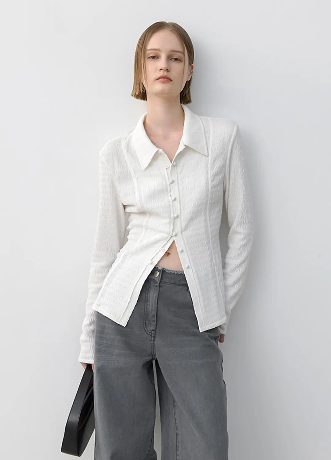 아뜰리에 나인 (BL-4295)WRINKLE SLIM JERSEY BLOUSE 상품 이미지 1