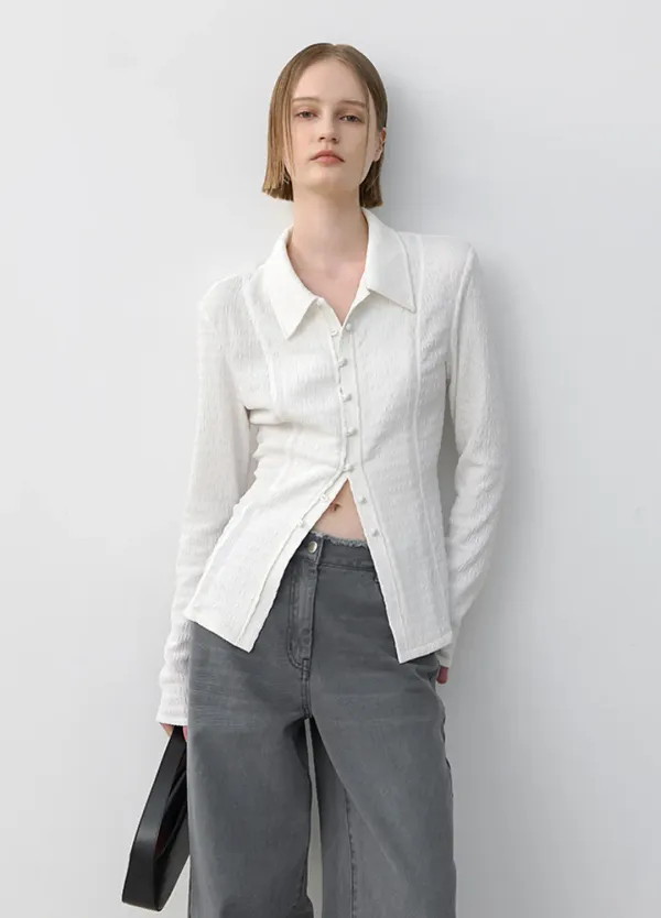 (BL-4295)WRINKLE SLIM JERSEY BLOUSE