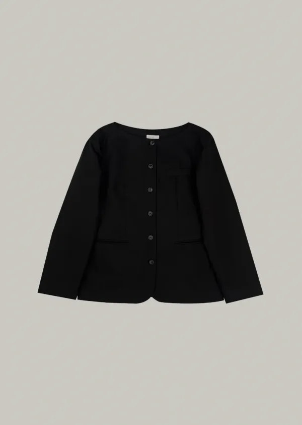 minimal boat neck jacket (black)