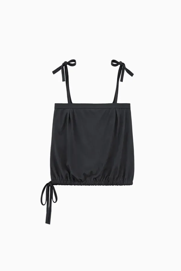 TWO-WAY SHIRRING SLEEVELESS, CHARCOAL