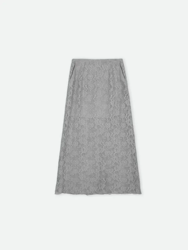PERSICA LACE LONG SKIRT FRENCH GRAY