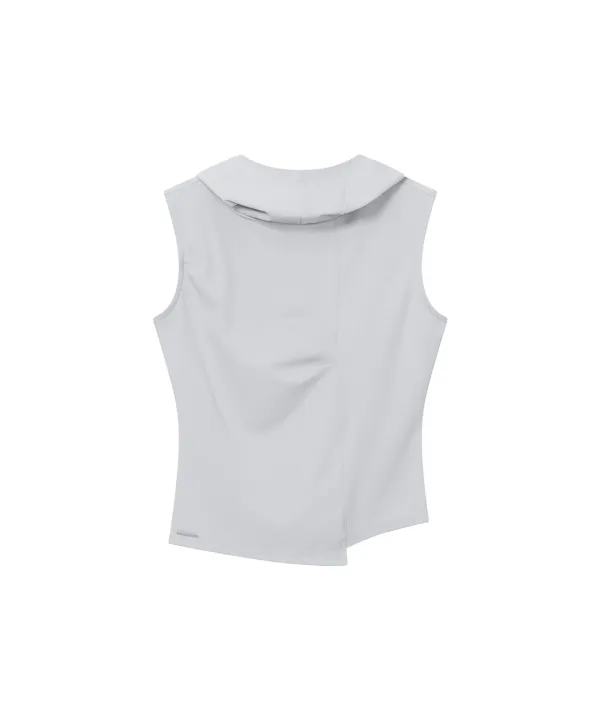 Cowl neck pintuck sleeveless GREY