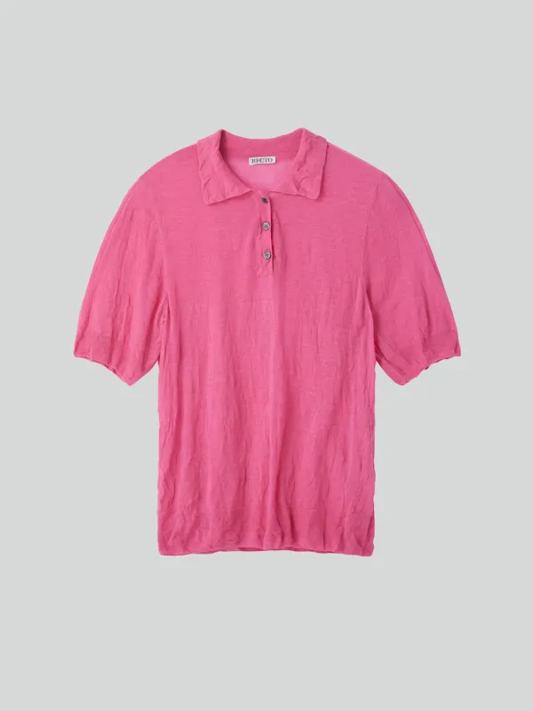 CREASE POLO KNIT TOP (PINK)