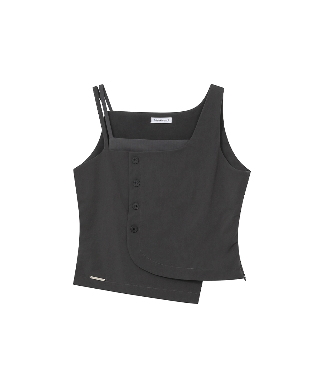 미세키서울 [레이 PICK] Layered button sleeveless top CHARCOAL 상품 이미지 1