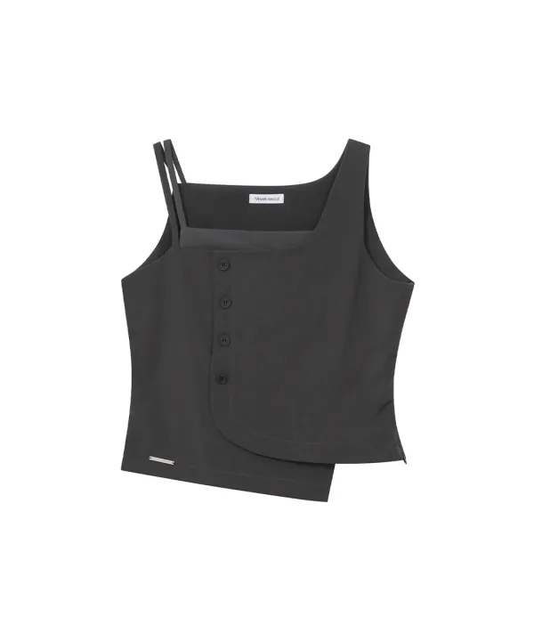 [레이 PICK] Layered button sleeveless top CHARCOAL