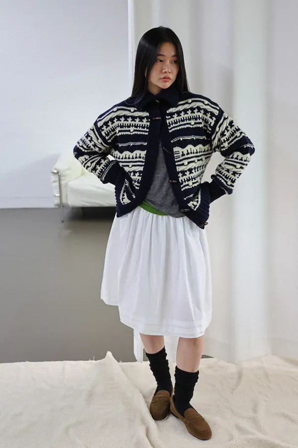 Cotton shirring skirt_ivory