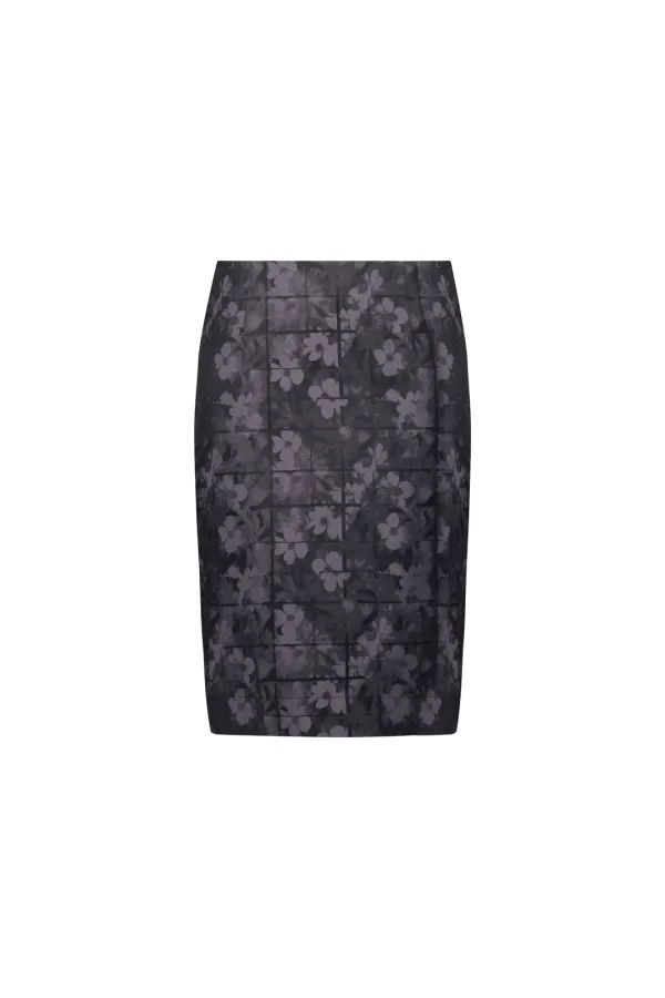JACQUARD COLUMN MIDI SKIRT (GRAY)