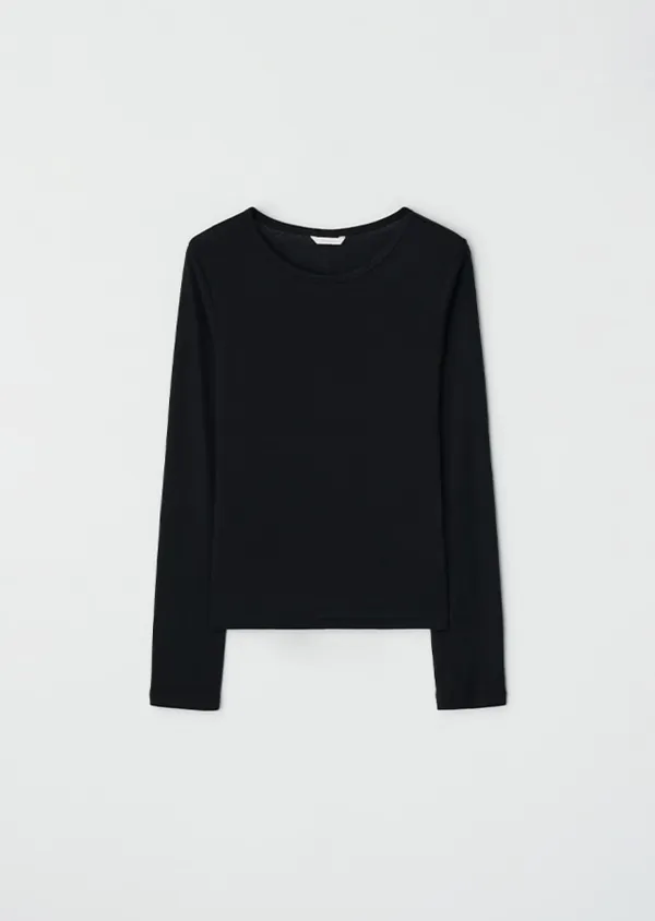 soft wool tencel tee-black