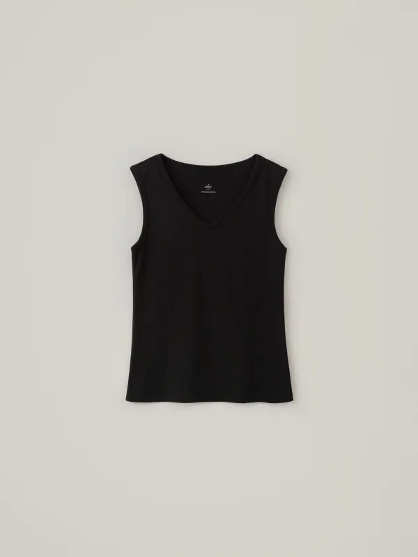 [Essential] Cotton V-Neck Sleeveless - Black