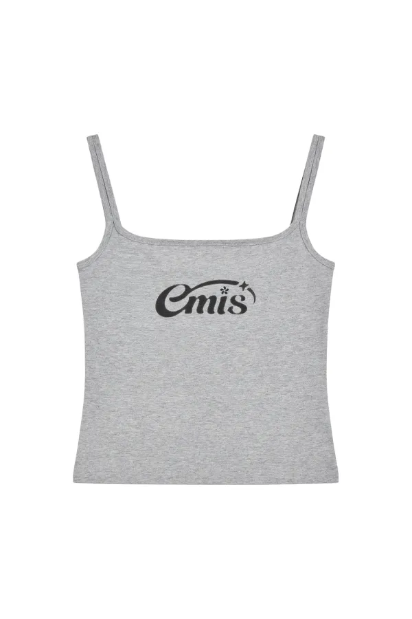 (W) HALO LOGO DOUBLE SLEEVELESS TOP-GRAY