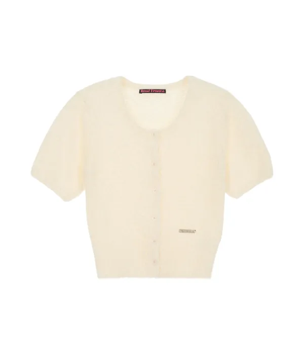 Puff Hairy Half Cardigan [Cream]
