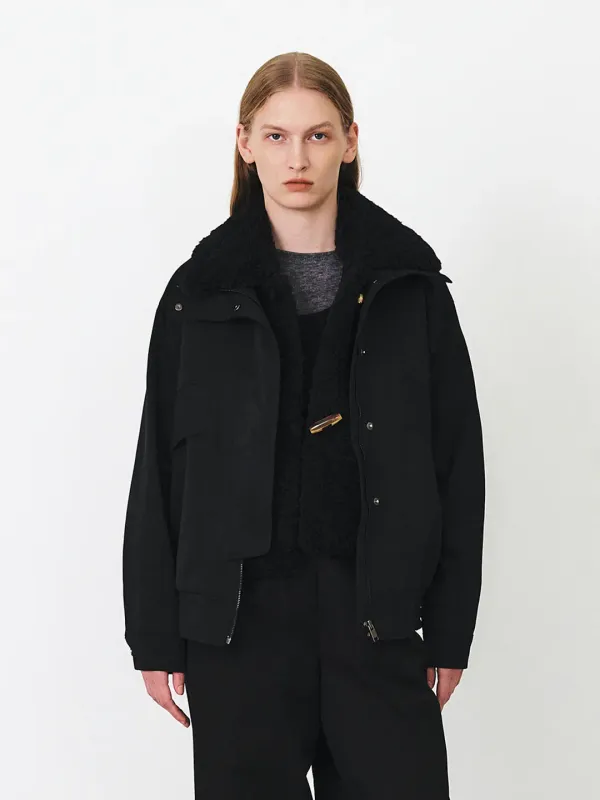 TFF DIVIDED FUR LAYER BOMBER_BLACK