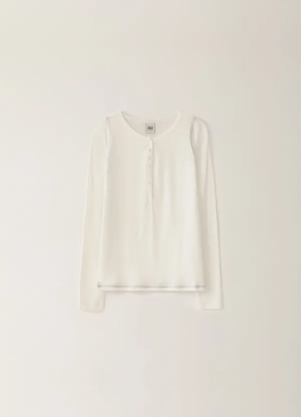 [Limited] Stitch Button Color T-Shirt - White
