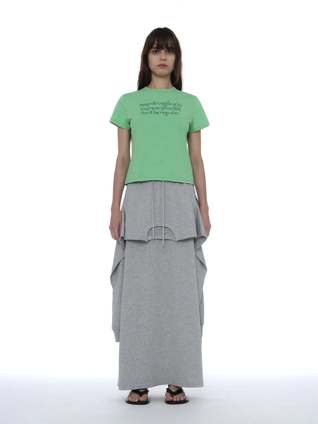 파르티멘토 [WOMEN] DECONSTRUCTED TEE MAXI SKIRT_MELANGE 상품 이미지 2