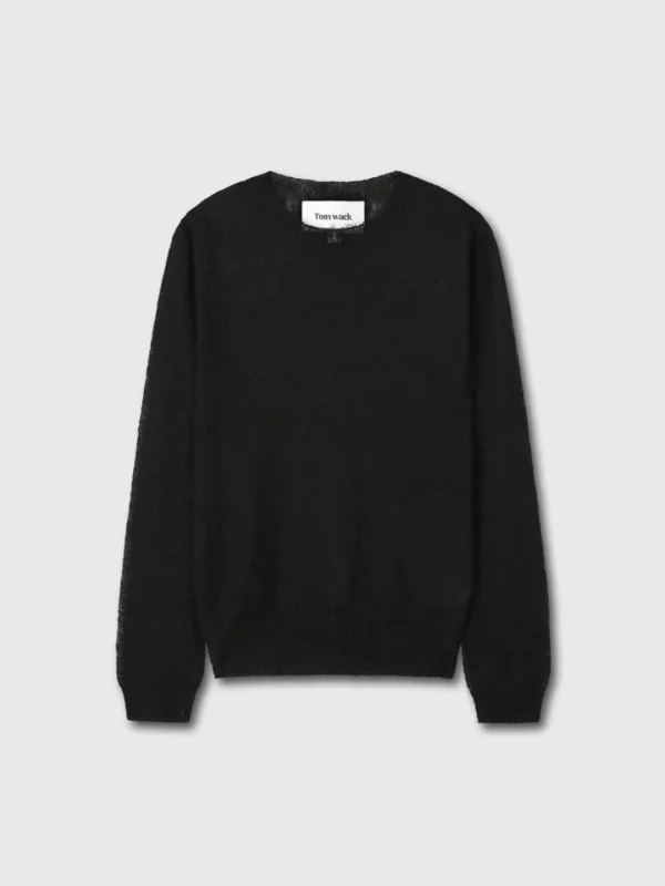 (W) LIGHT WEIGHT MOHAIR SWEATER_ BLACK