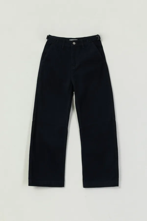 HEIDI PEACH SKIN COTTON PANTS_NAVY