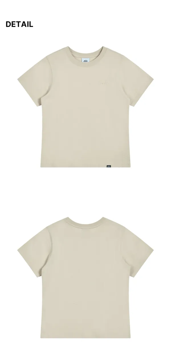 (W) CHAIN STITCH LINE LOGO T-SHIRT-BEIGE