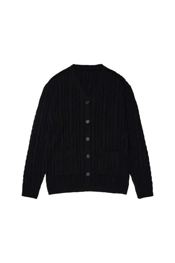 DEINET CABLE CARDIGAN IN BLACK