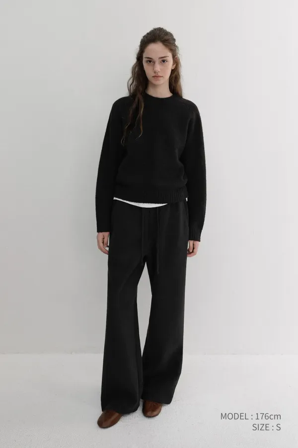 UNISEX JERSEY WIDE PANTS BLACK_UDPA6D121BK