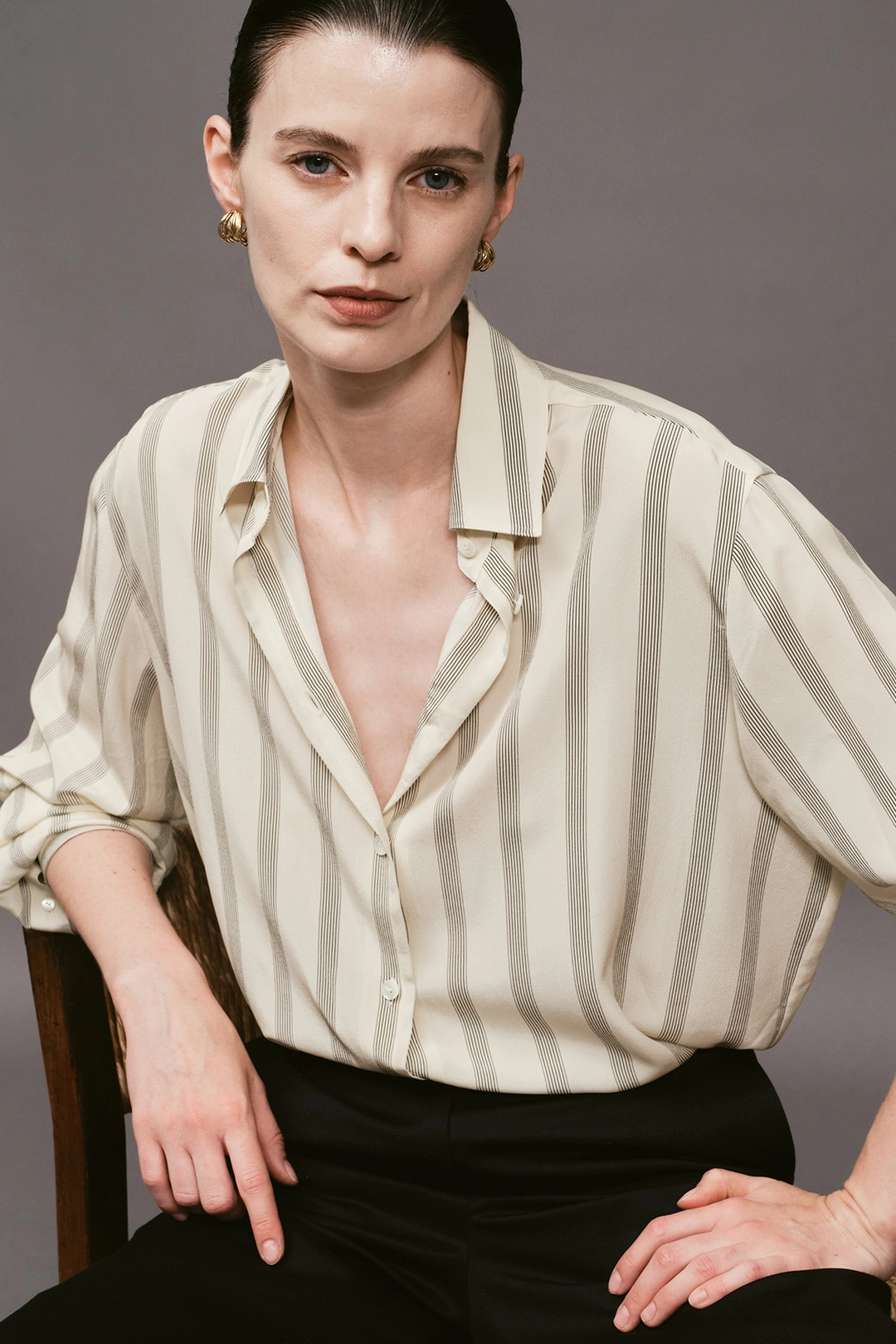 엘보른 Alexis Stripe Silk Shirt 상품 이미지 2