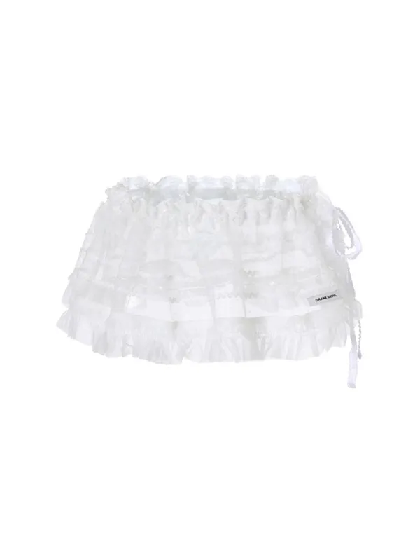 [Last one] LACE SHIRRING APRON_WHITE