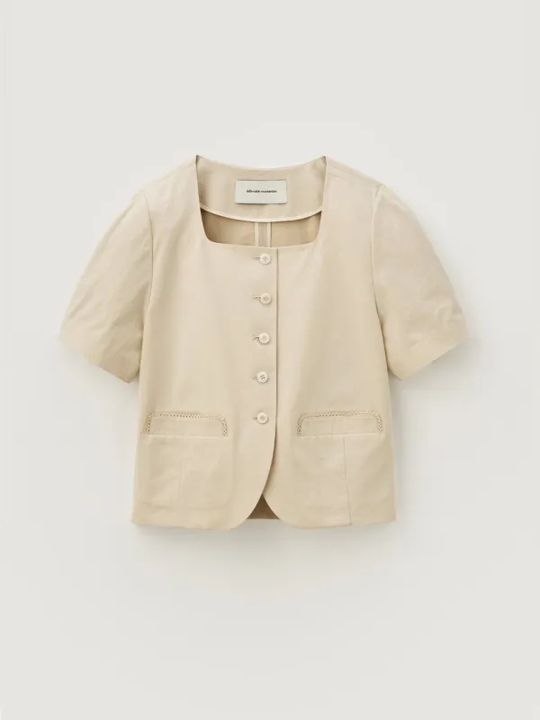 Volume half sleeve jacket - Beige