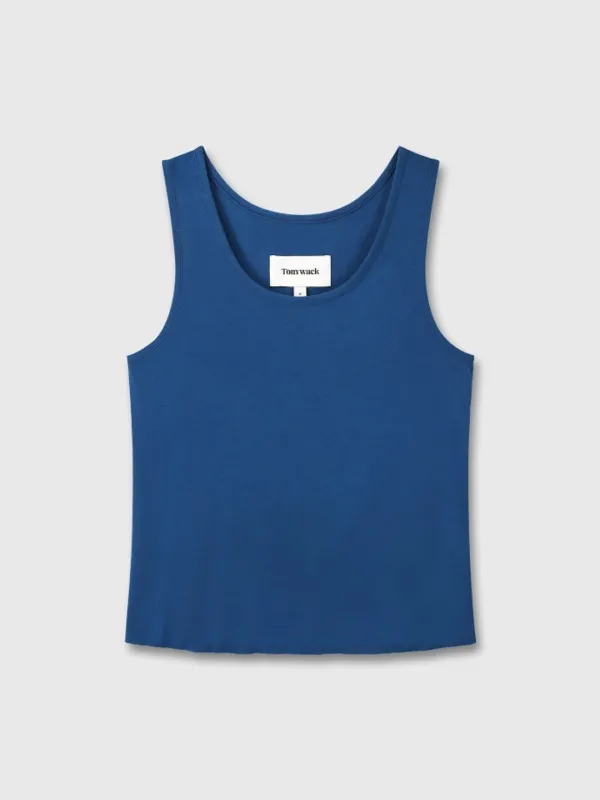 GARMENT-DYED COTTON SLEEVELESS_ INDIGO