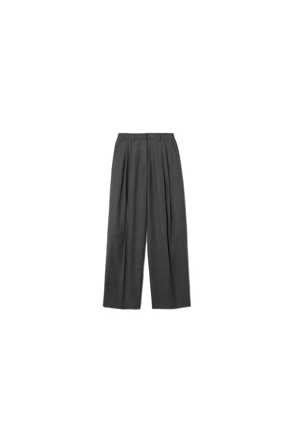 TWO-TUCK WOOL TROUSERS [GREY]